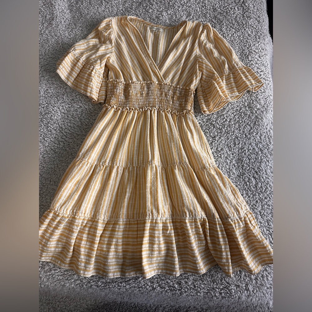 Max Studio Yellow and White Striped Top